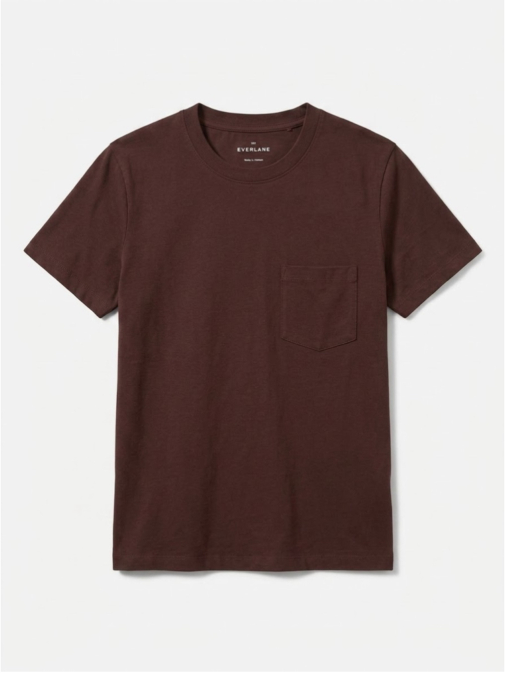 Everlane Box Cut Tee Essential Cotton Dark Mahogany Brown Pocket Crewneck Size X